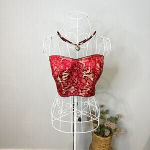 Gorgeous vintage red asian inspired lucky dragon victoria's secret corset